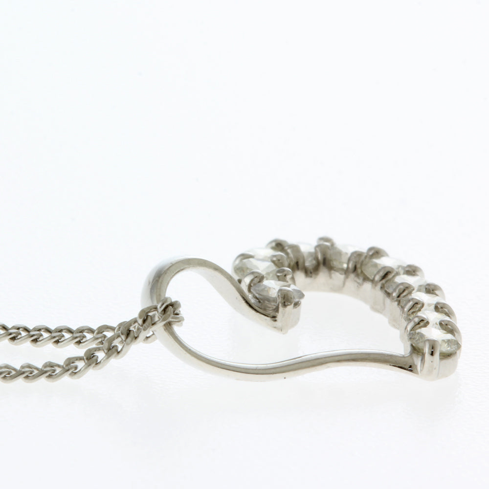 Necklace Open Heart Pt900 Platinum Pt850 Diamond 0.3ct Women's