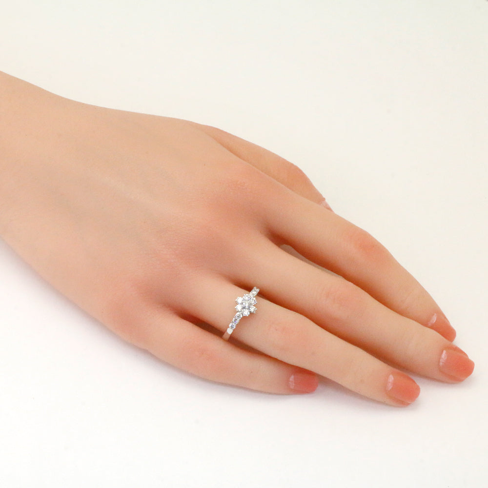 指輪・リング K18 Whitegold ring size 12 Ring size 12, 18K white gold, flower, diamond, 0.52ct, women's