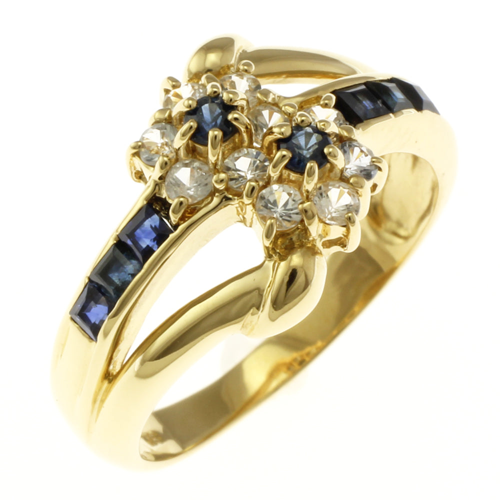 リング・指輪 12号 花 フラワー 18金 K18イエローゴールド サファイア  