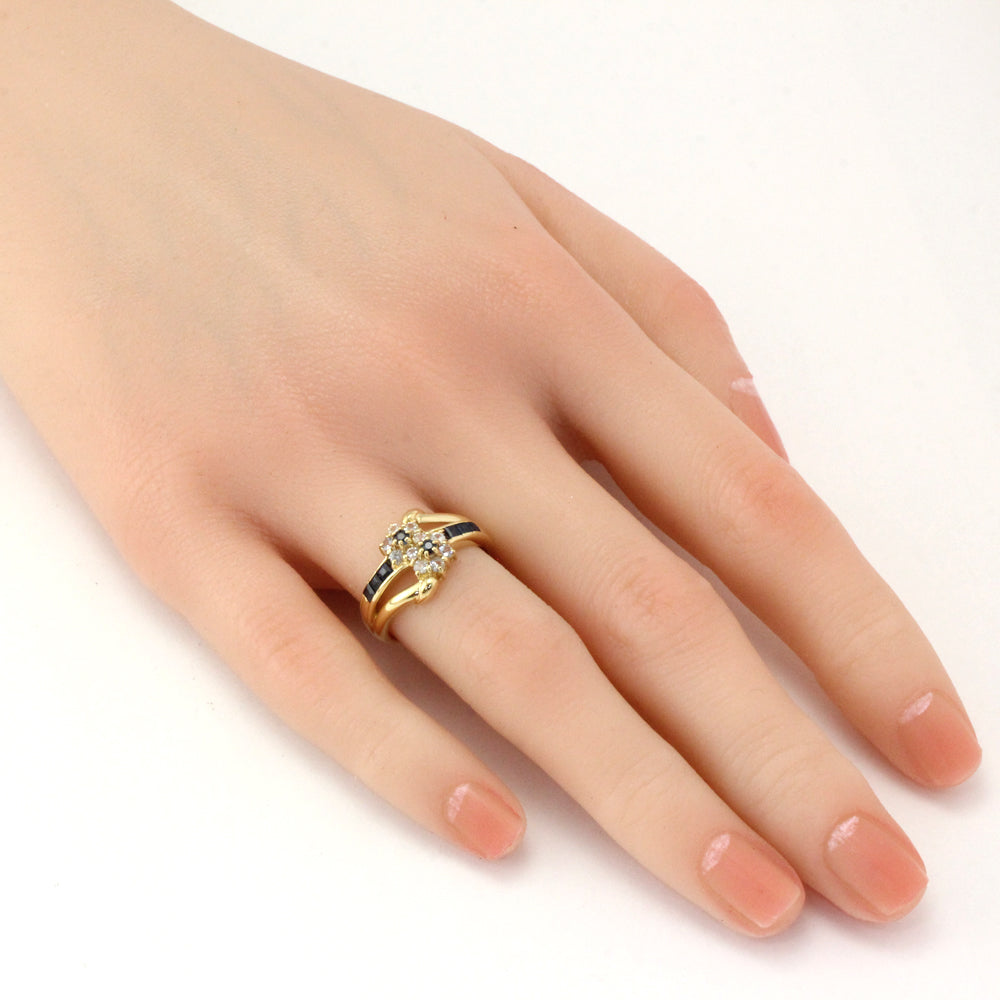 リング・指輪 12号 花 フラワー 18金 K18イエローゴールド サファイア  