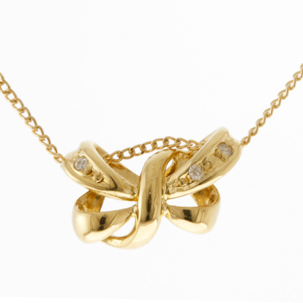 k18 イエローダイヤモンドネックレスリボン