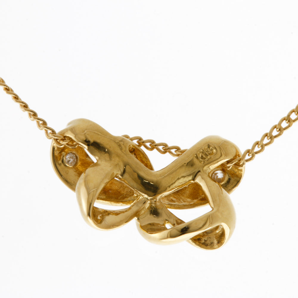 K18 イエローダイヤモンドネックレスリボン