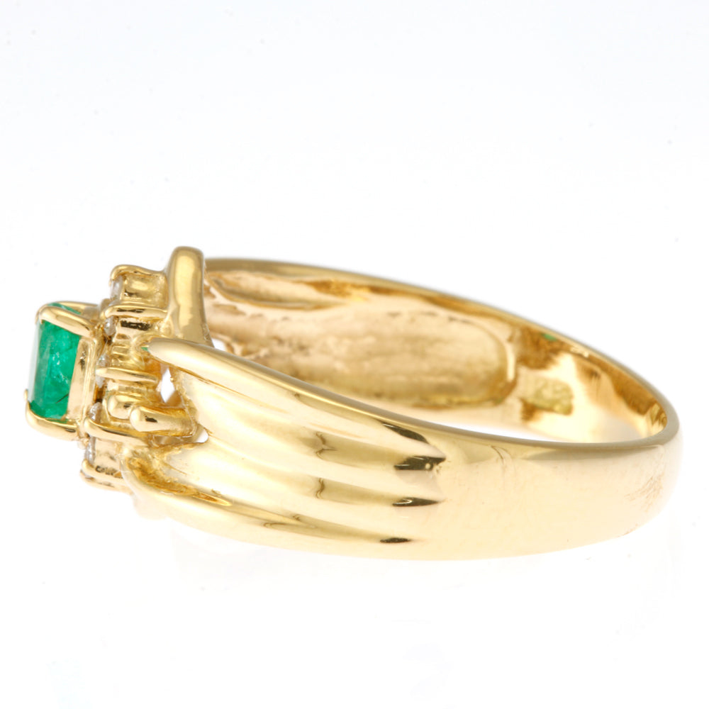 Ring, size 9, 18K, K18 yellow gold, emerald, women's [used Ring, size 9, 18K, K18 yellow gold, emerald, women's [used