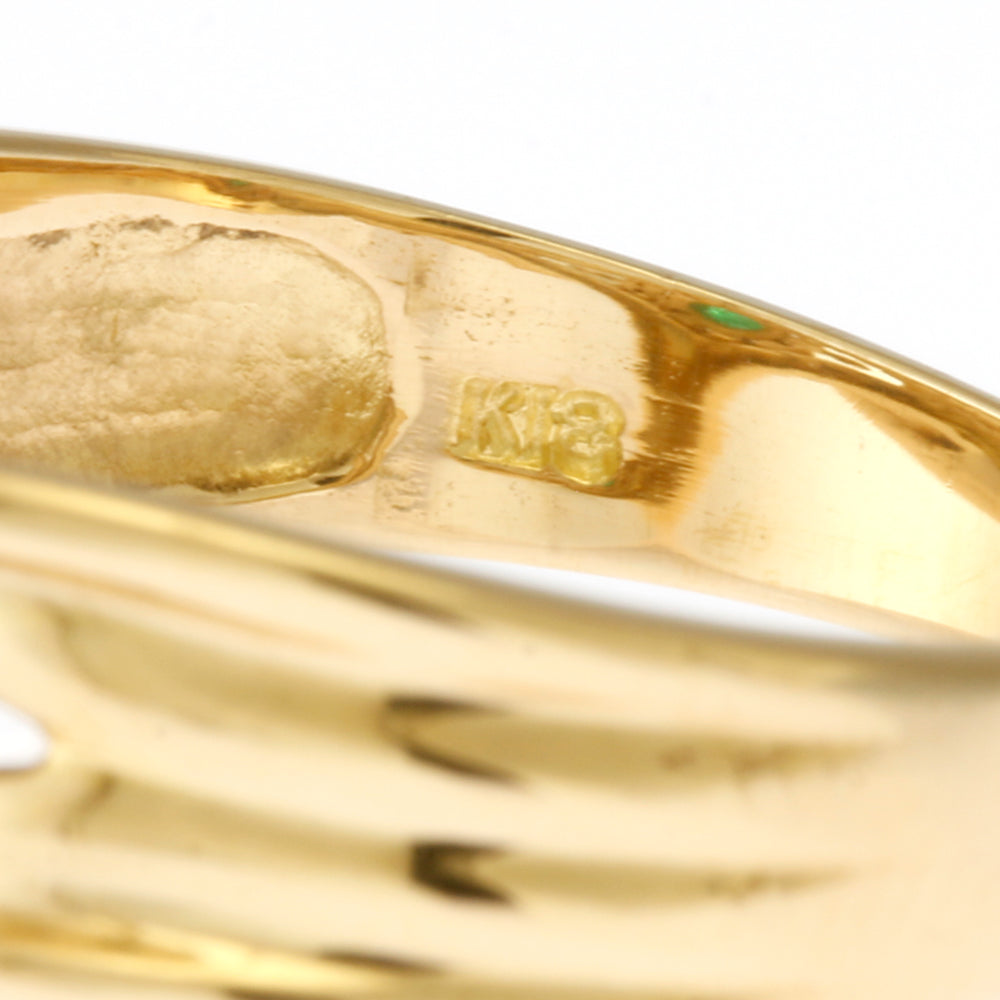 Ring, size 9, 18K, K18 yellow gold, emerald, women's [used Ring, size 9, 18K, K18 yellow gold, emerald, women's [used