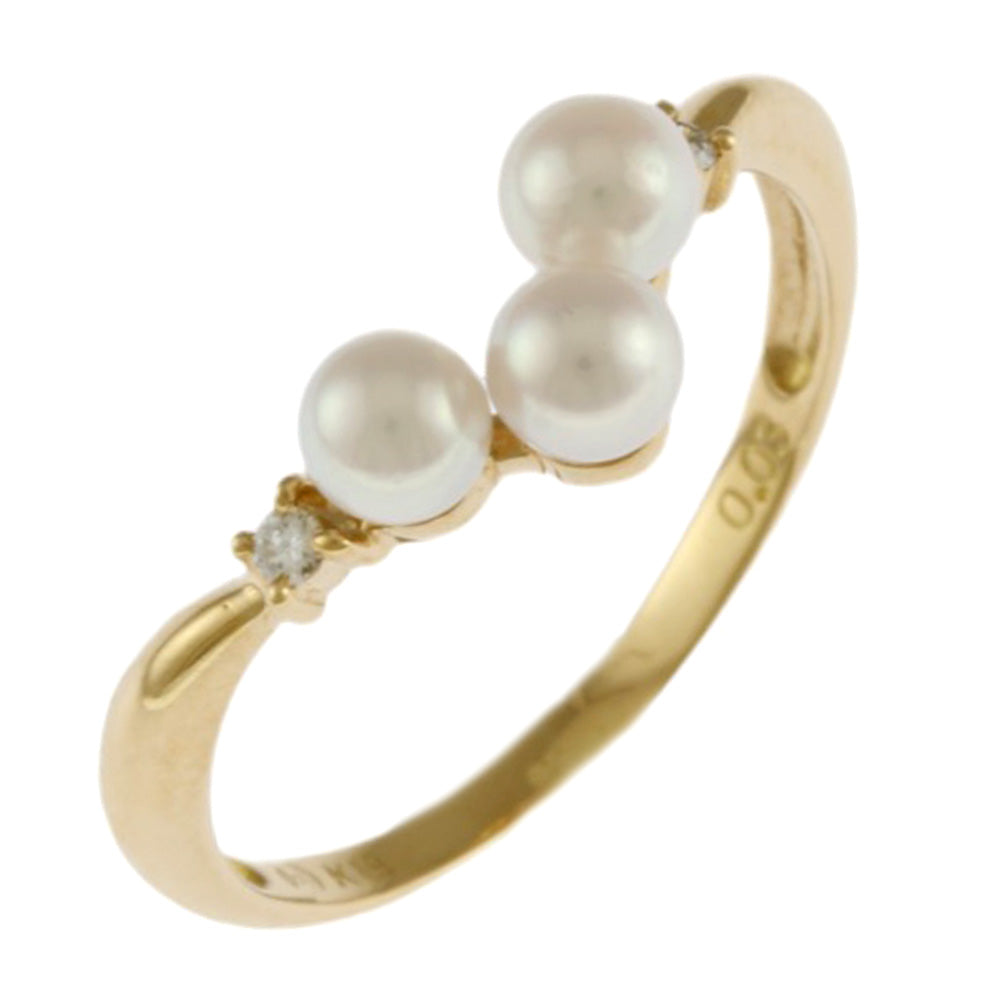 V字 リング 指輪 10号 18金 K18イエローゴールド パール