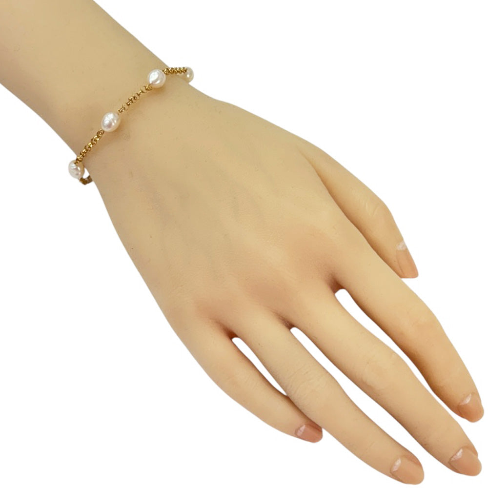 ブレスレット 18金 K18イエローゴールド パール レディース 中古