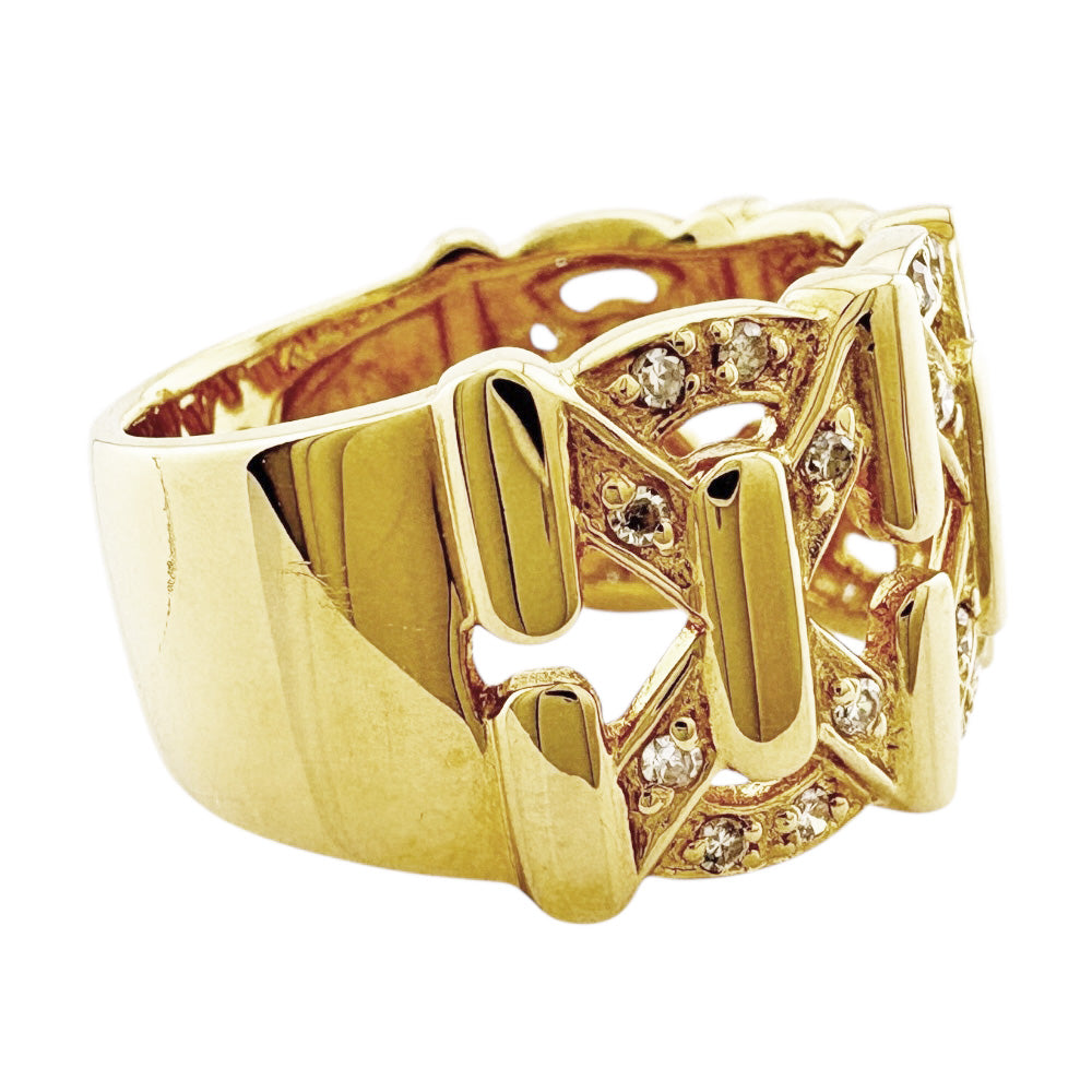 美品 アーカー リング 指輪 5.5号 K18 18金 ダイヤ AHKAH ホワイトナイトファインリング K18 YG ダイヤモンド 5号