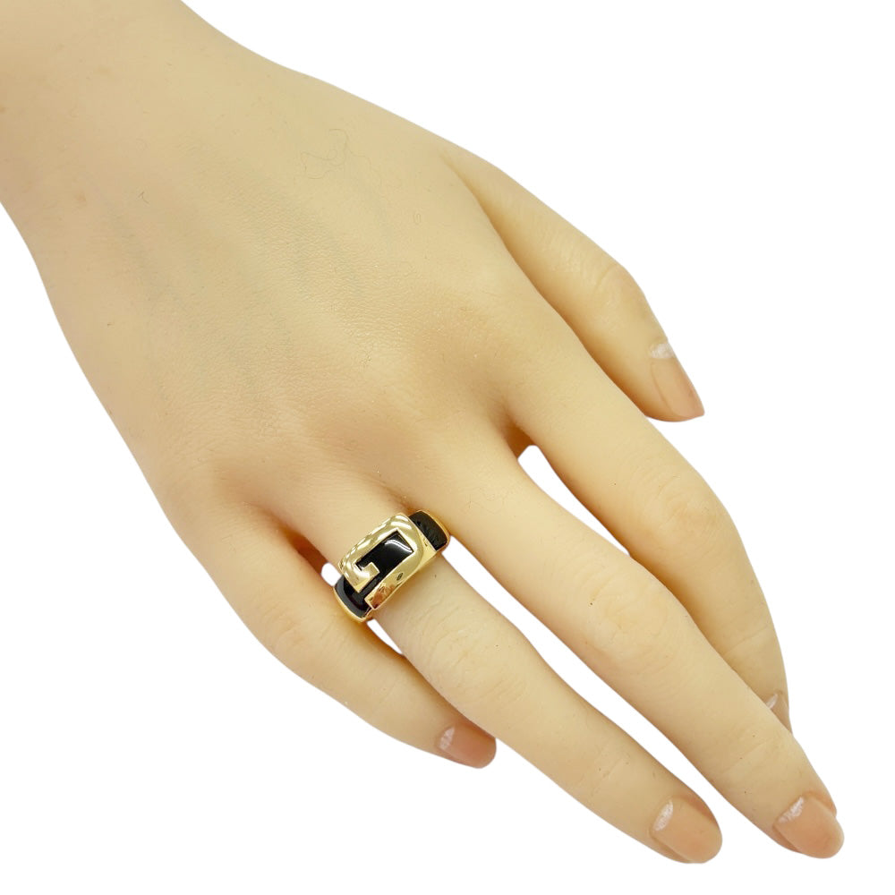 リング 指輪 12号 18金 K18イエローゴールド オニキス レディース 中古