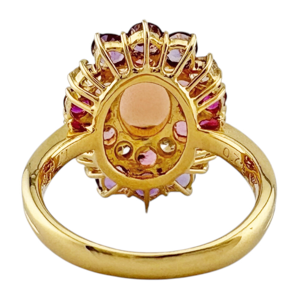 リング 指輪 9号 18金 K18イエローゴールド ピンクオパール レディース  