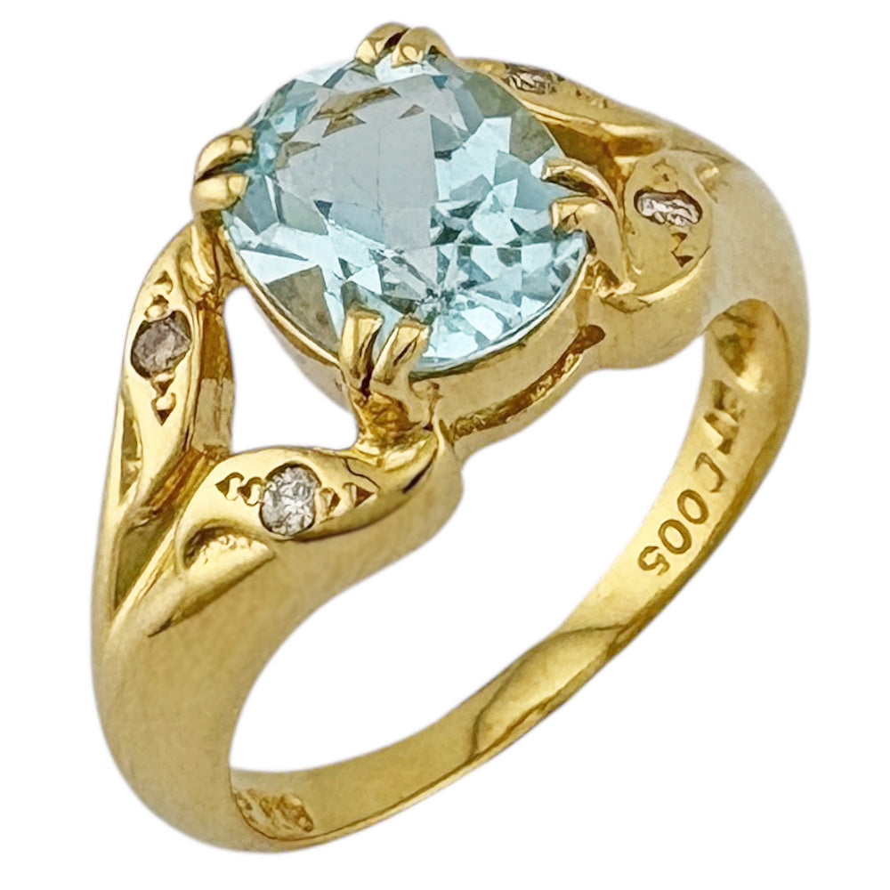 リング 指輪 12号 18金 K18イエローゴールド ブルートパーズ  