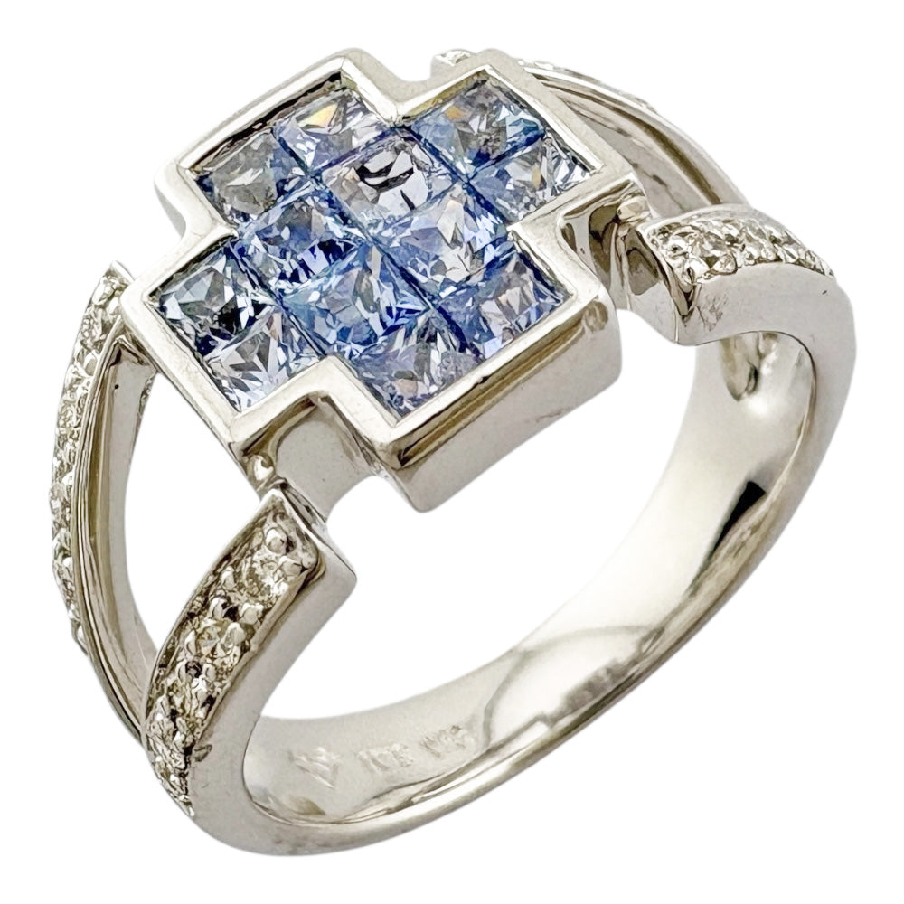 18金ホワイトゴールド × サファイア × ダイヤモンド リング 18金ホワイトゴールド × サファイア × ダイヤモンド リング