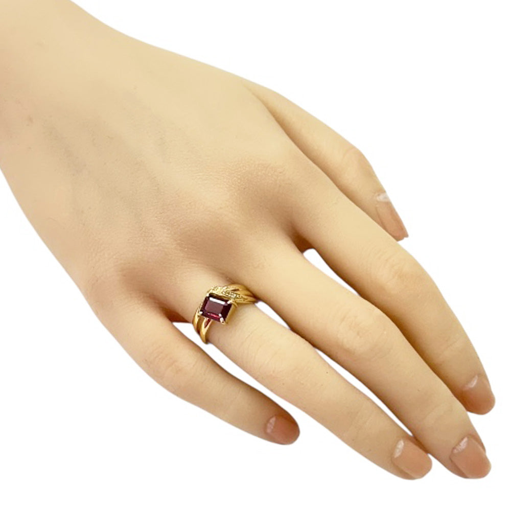 K18 リング ガーネット ゴールド 指輪　10号　ダイヤモンド　希少品　レア リング 指輪 10号 18金 K18イエローゴールド ガーネット レディース