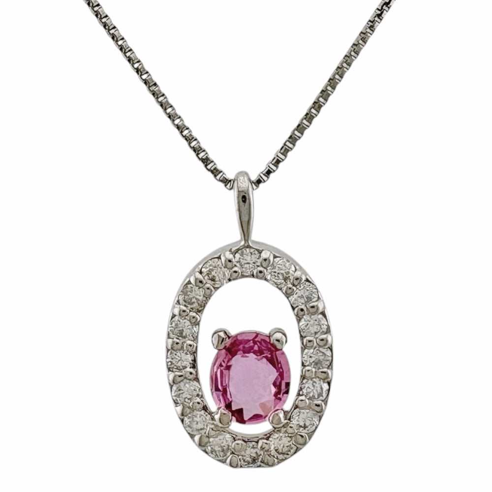 ネックレス Pt850プラチナ ピンクサファイア レディース 中古