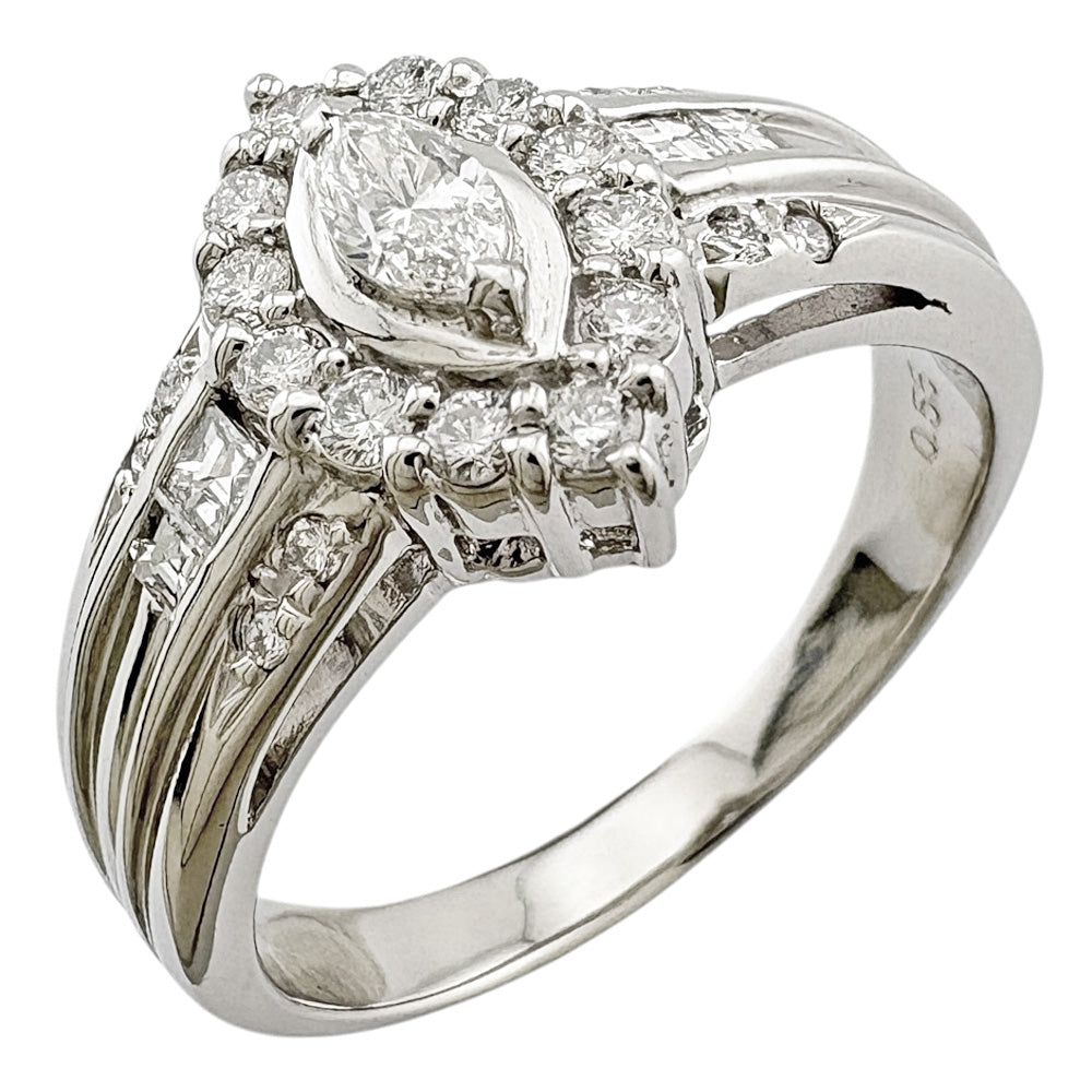 リング 指輪 17号 Pt900プラチナ ダイヤモンド レディース 中古