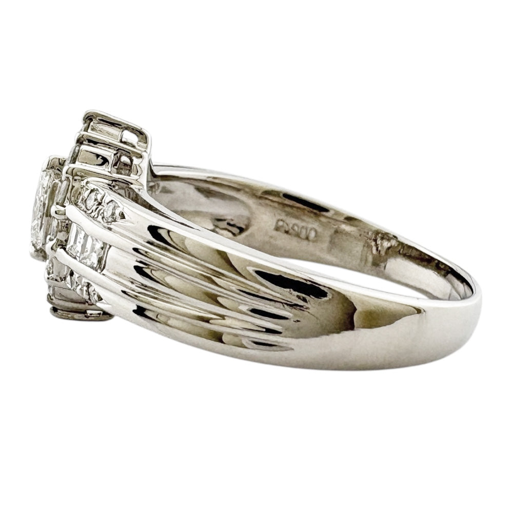 リング 指輪 17号 Pt900プラチナ ダイヤモンド レディース 中古