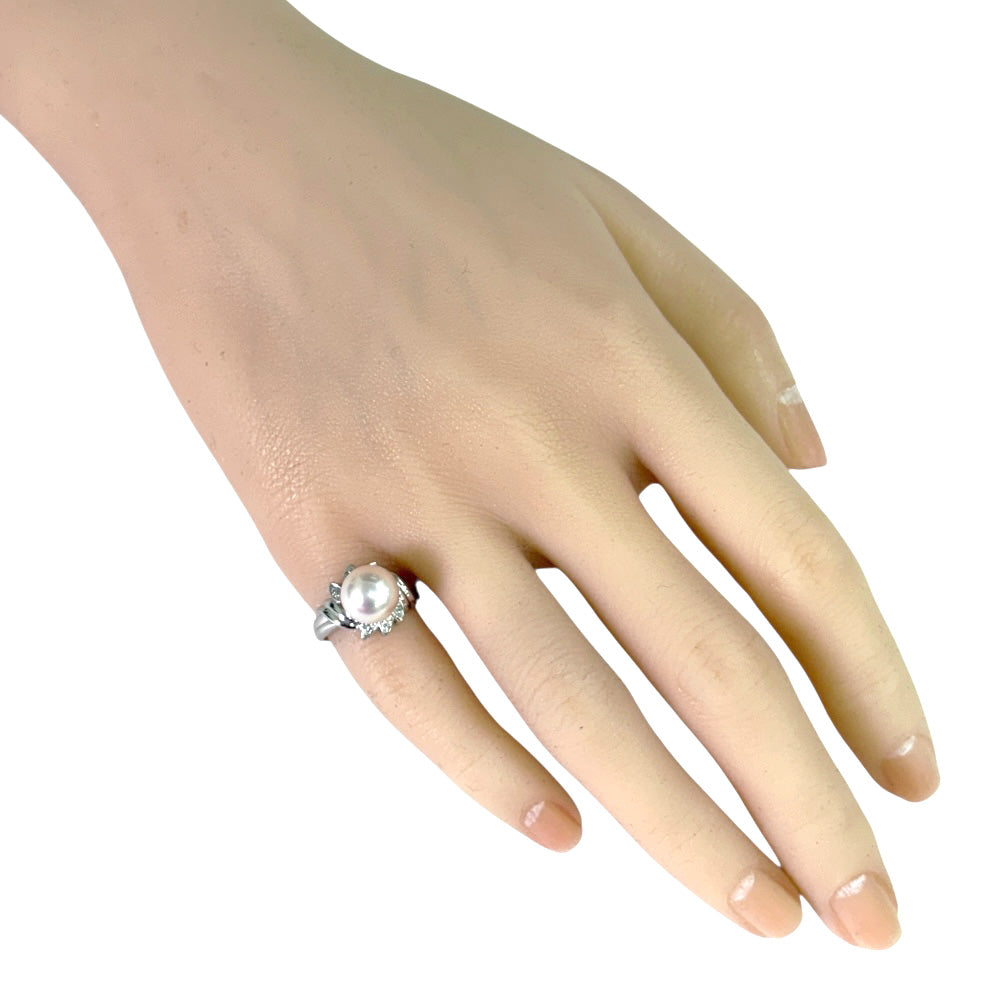 プラチナ pt 900 一粒 ダイアモンド カーブ リング 7.5号 リング 指輪 7.5号 Pt900プラチナ ダイヤモンド レディース 中古