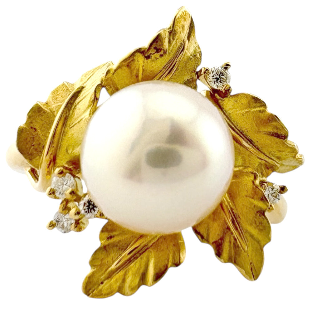 リング 指輪 13号 18金 K18イエローゴールド アコヤパール