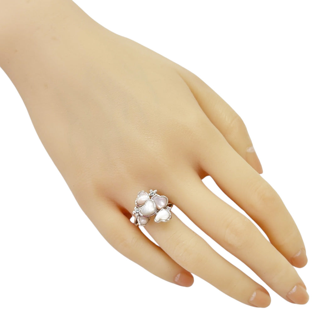 K18YG製 シェル and ホワイトクォーツ リング