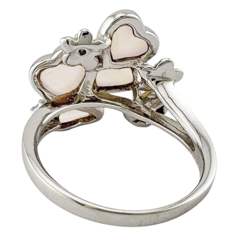 K18YG製 シェル and ホワイトクォーツ リング