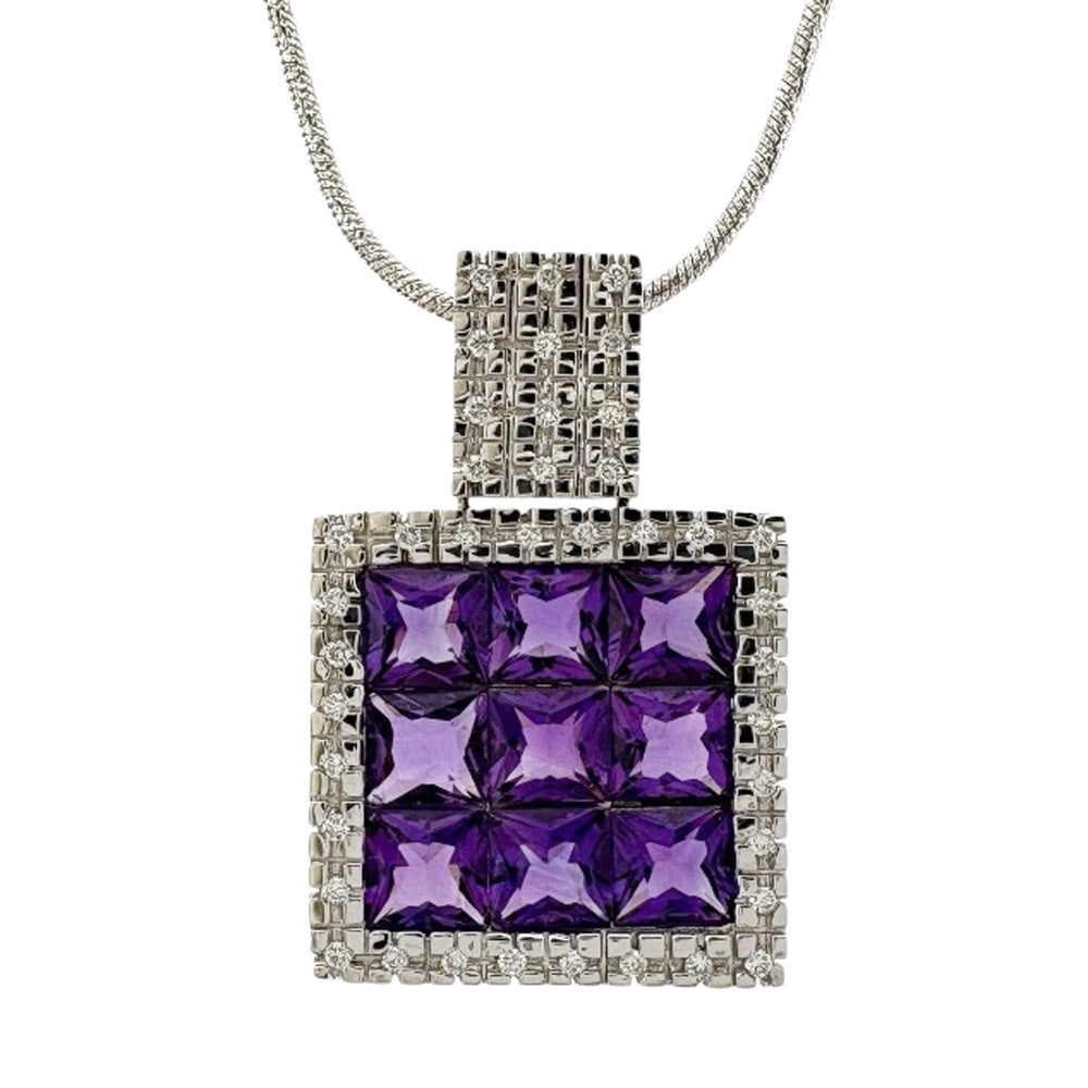 ネックレス 18金 K18ホワイトゴールド アメジスト レディース 中古