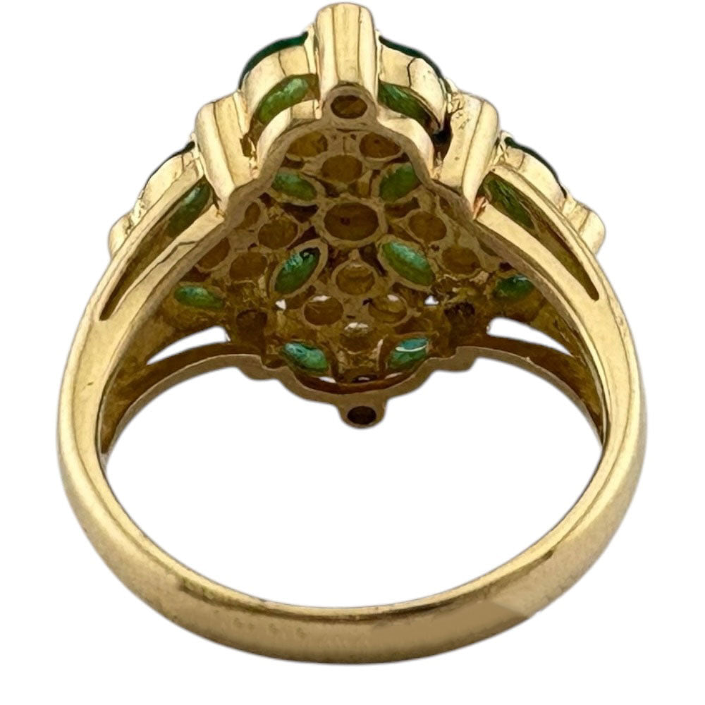 新品✨K18 パンサー リング 天然エメラルド0.04ct ダイヤ 11号 豹 K18