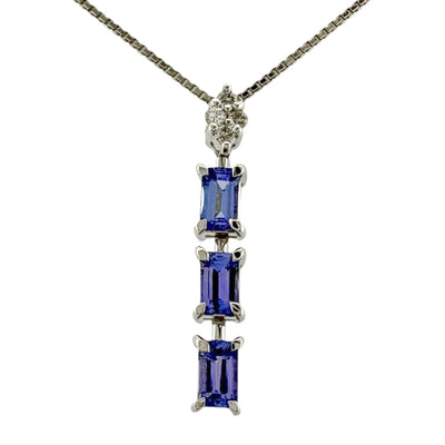 ネックレス 18金 K18ホワイトゴールド タンザナイト 0.96ct
