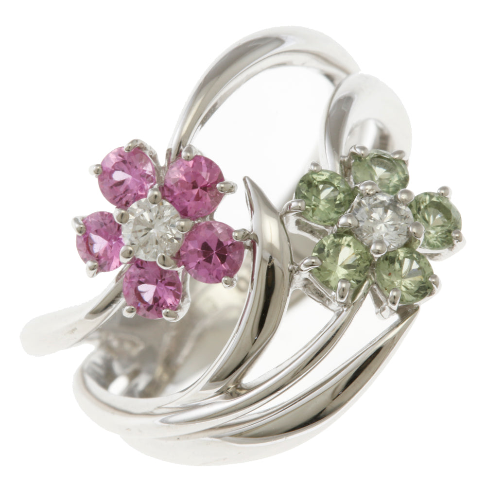 リング 指輪 12号 花 フラワー 大ぶり 18金 K18ホワイトゴールド  