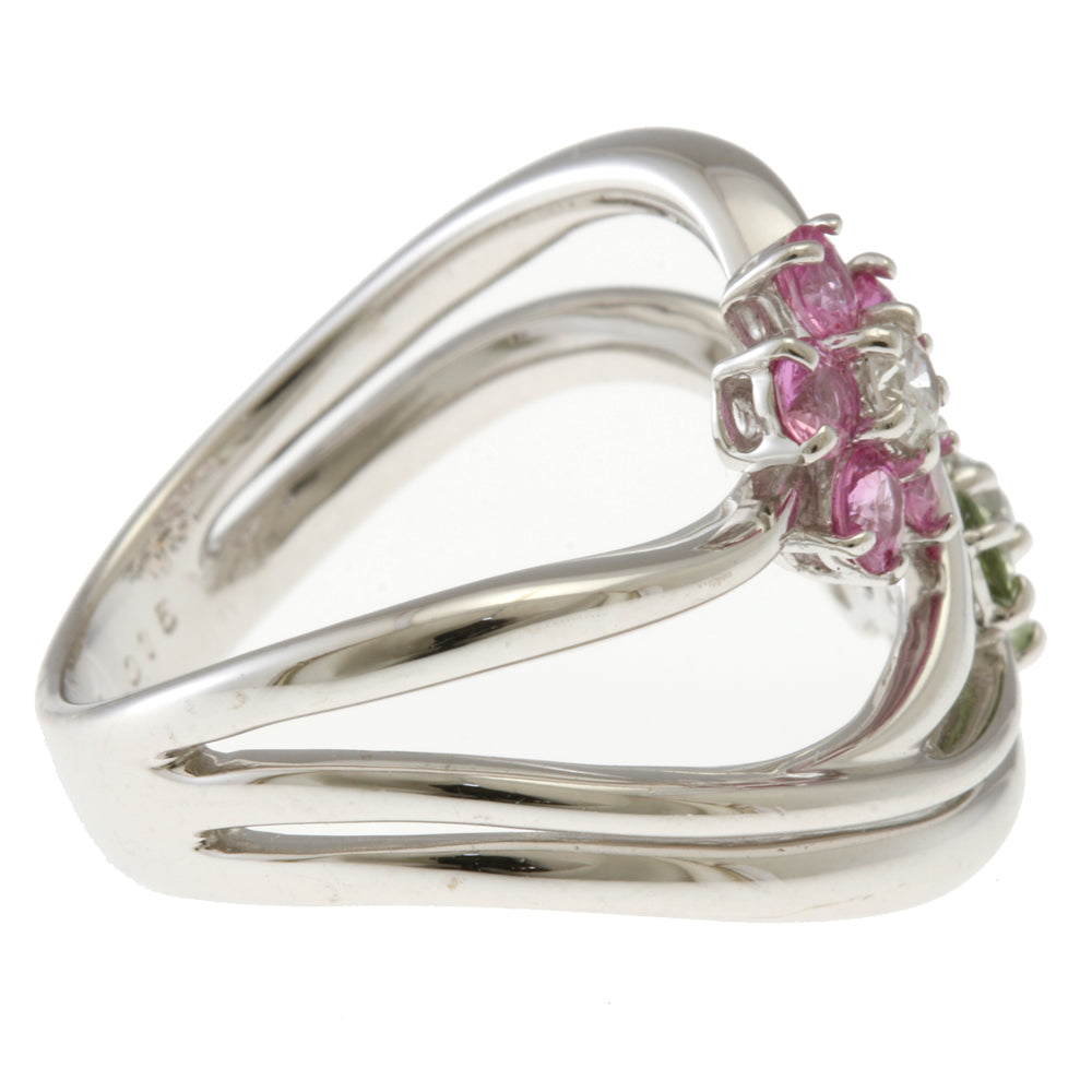 リング 指輪 12号 花 フラワー 大ぶり 18金 K18ホワイトゴールド  