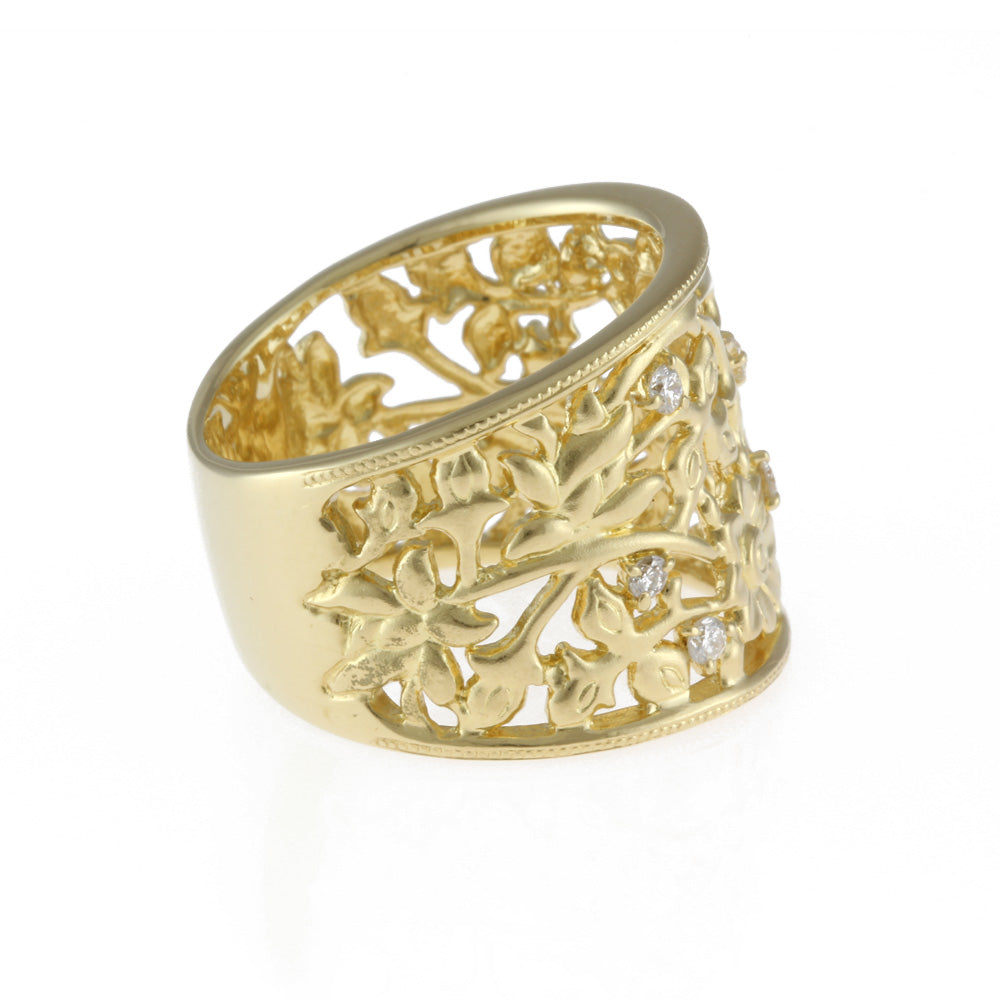 14K ダブルバンドリング　16号 水野薫子 花 13.5号 リング 指輪 13.5号 18金 ダイヤモンド