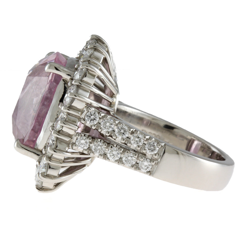 PT900 スリランカ産 非加熱 天然ピンクサファイア ダイヤ リング 鑑別2通 PT900 スリランカ産 非加熱 天然ピンクサファイア ダイヤ リング