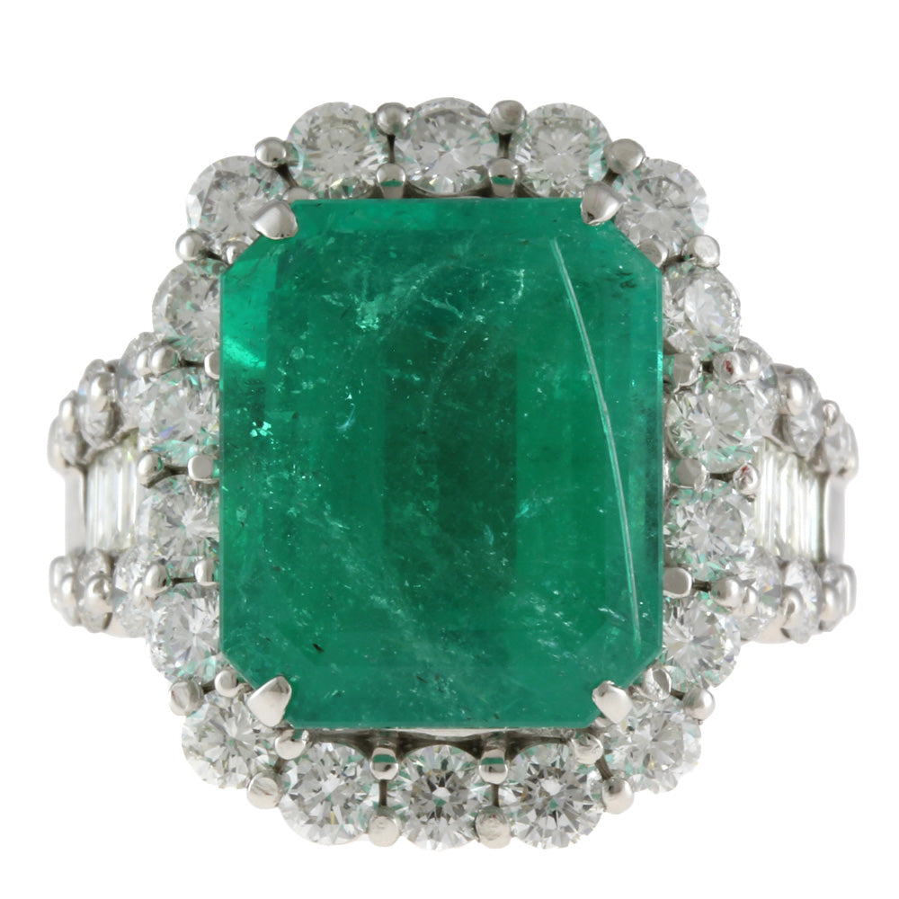 CGL鑑別書付き コロンビア産エメラルド ゴージャス リング・指輪 11号