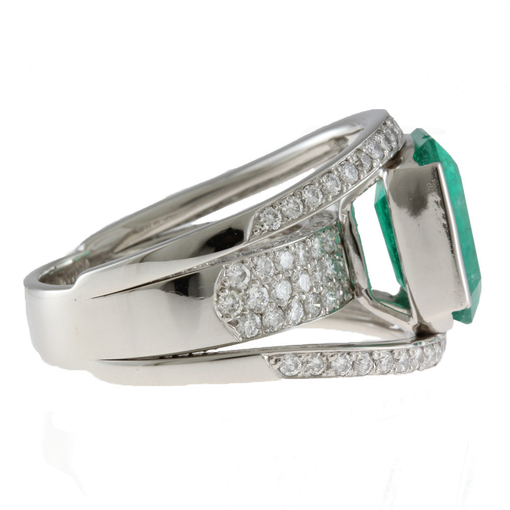 専用JH205★高級 コロンビア産エメラルド1.7ct D pt リング 鑑別付 コロンビア産エメラルド0.45ct0.16ctプラチナリングダイヤ0.37ct