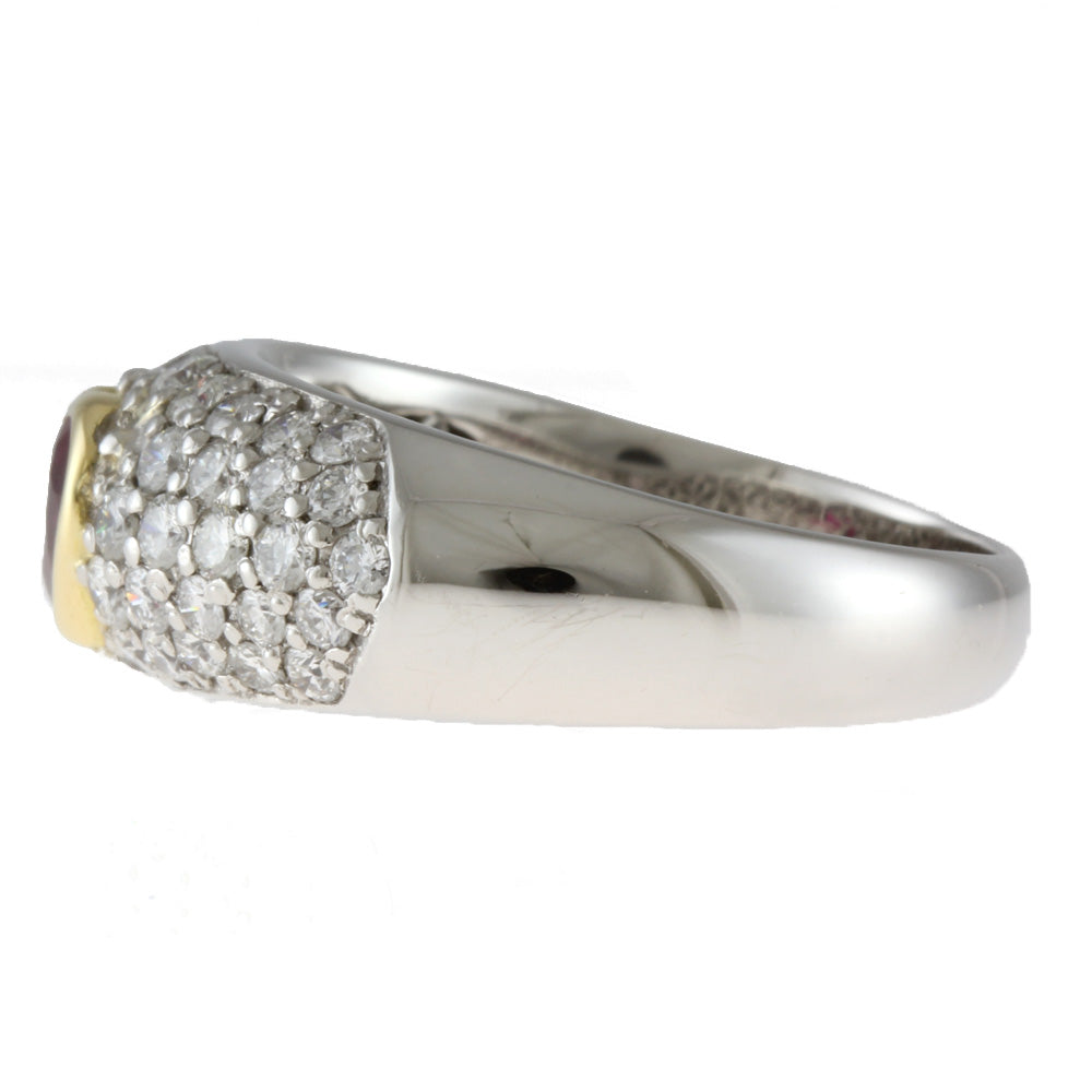 ハート パヴェ リング・指輪 14号 Pt900プラチナ ルビー 0.73ct