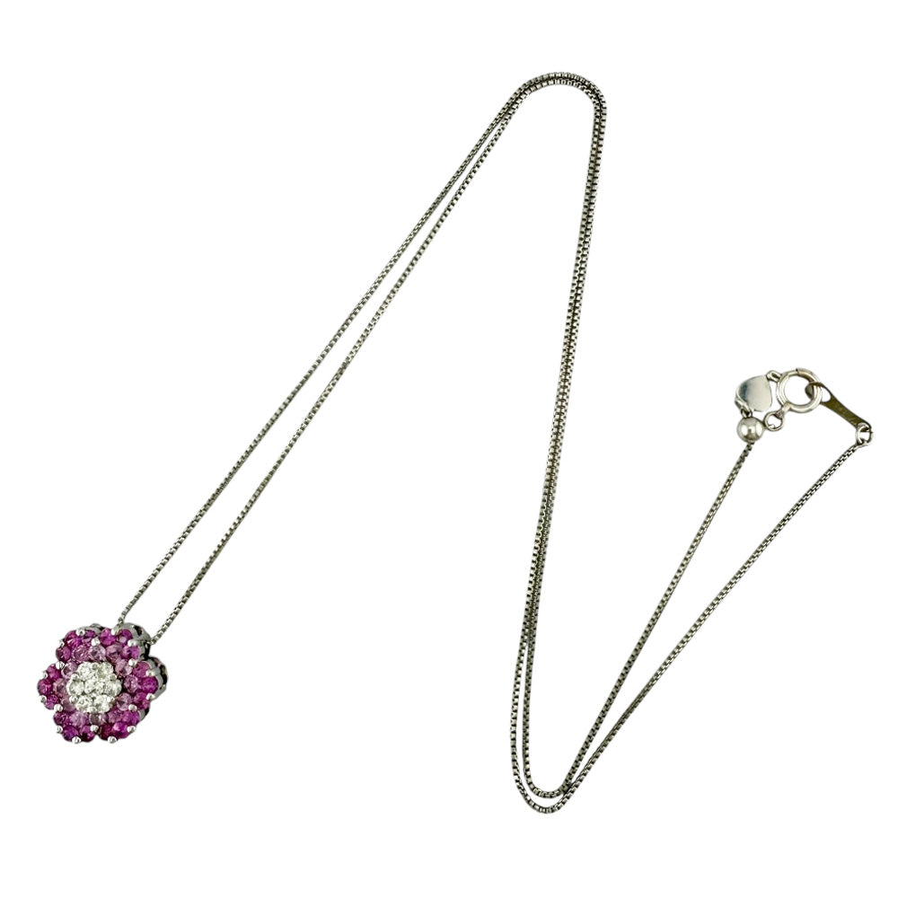 ネックレス 18金 K18ホワイトゴールド ピンクサファイア