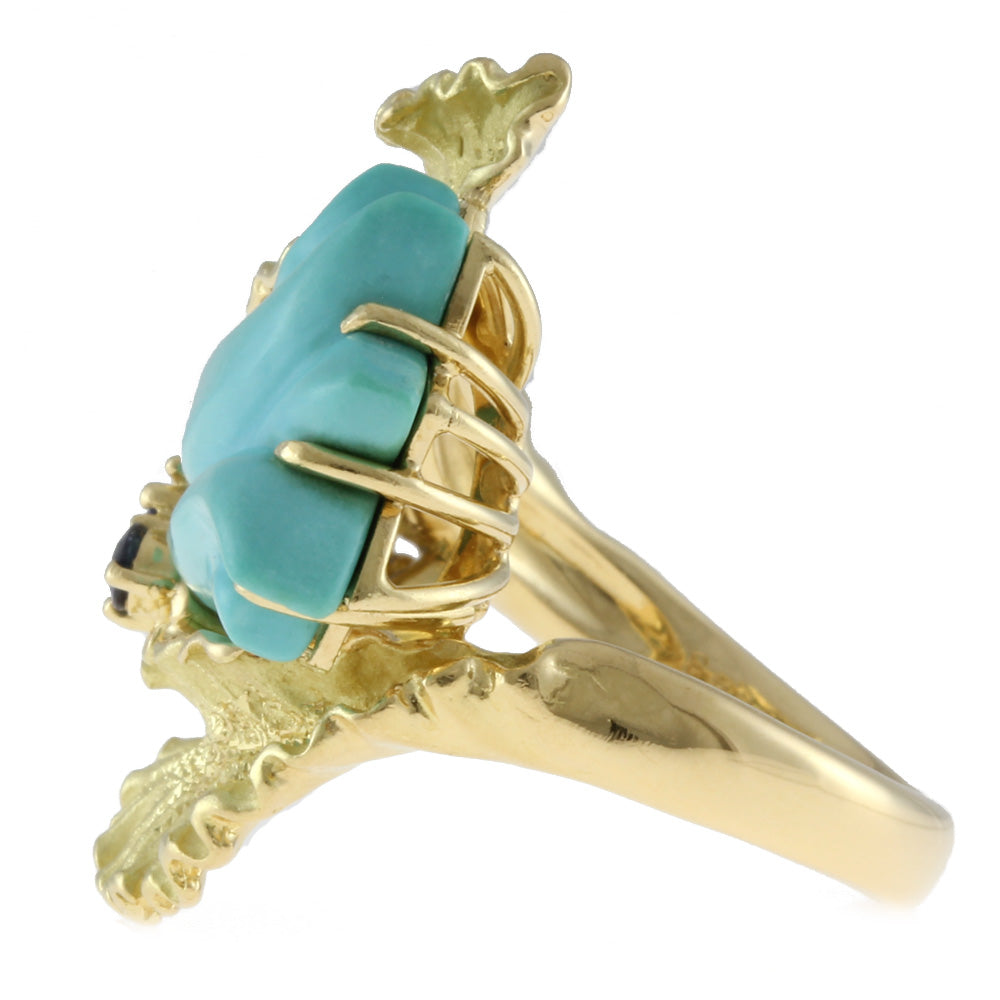 作家 松井久子 フラワー リング 指輪 11号 18金 K18イエロー