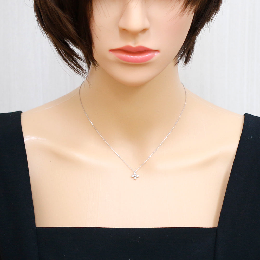 ネックレス 雪の結晶 花 Pt850 Pt900 プラチナ ダイヤモンド 0.31ct  