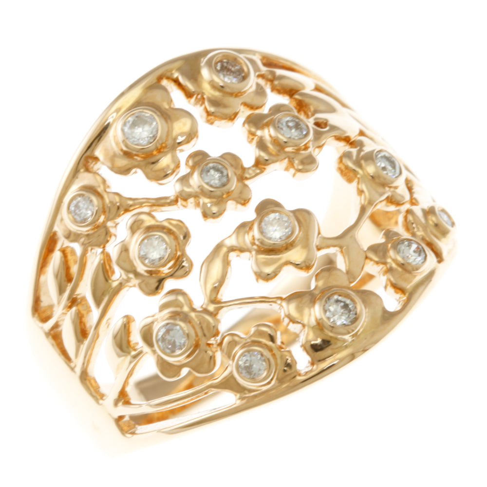 リング・指輪 11.5号 花 フラワー 大ぶり 透かし 18金 K18ピンク  