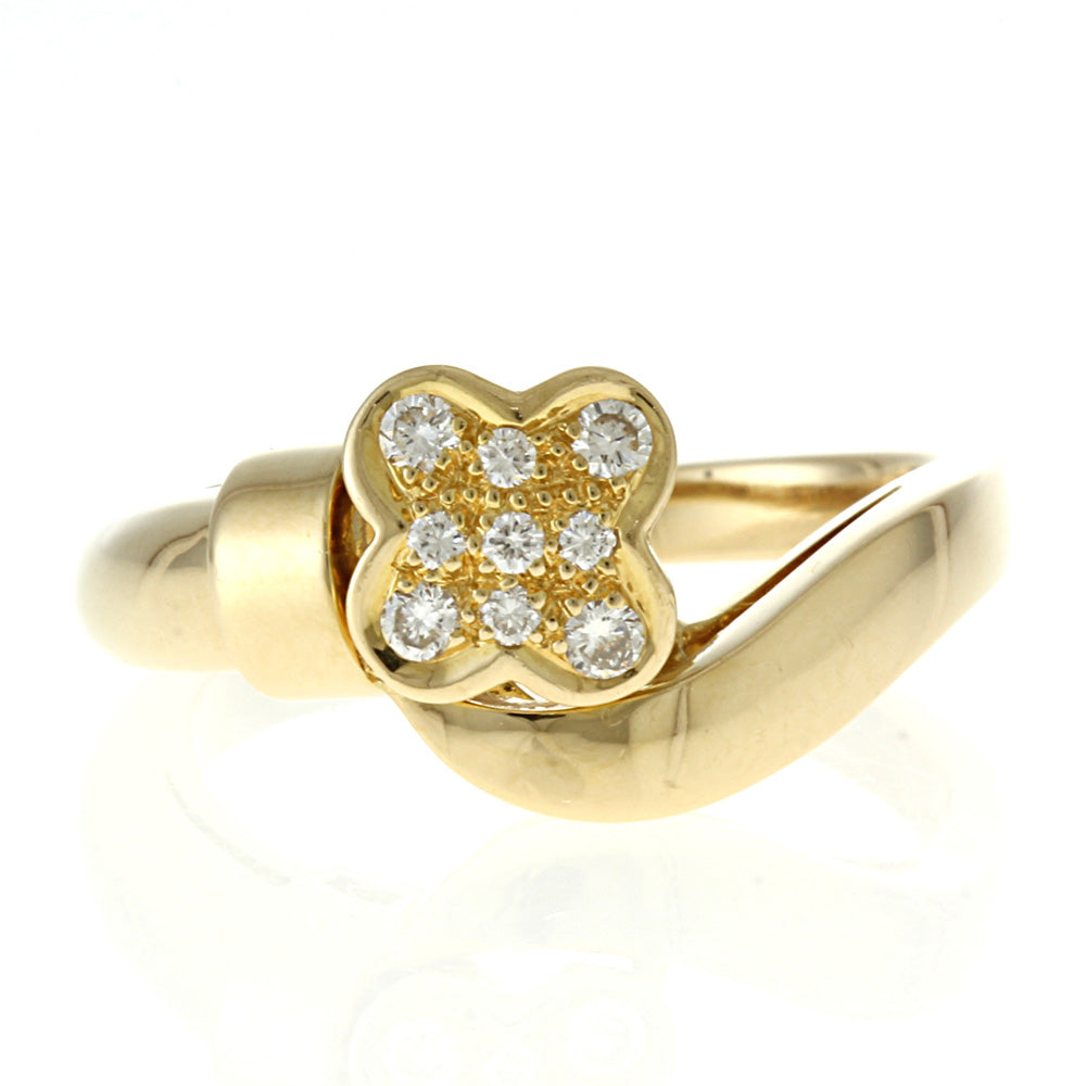 フラワー リング・指輪 10.5号 18金 K18イエローゴールド ダイヤモンド  