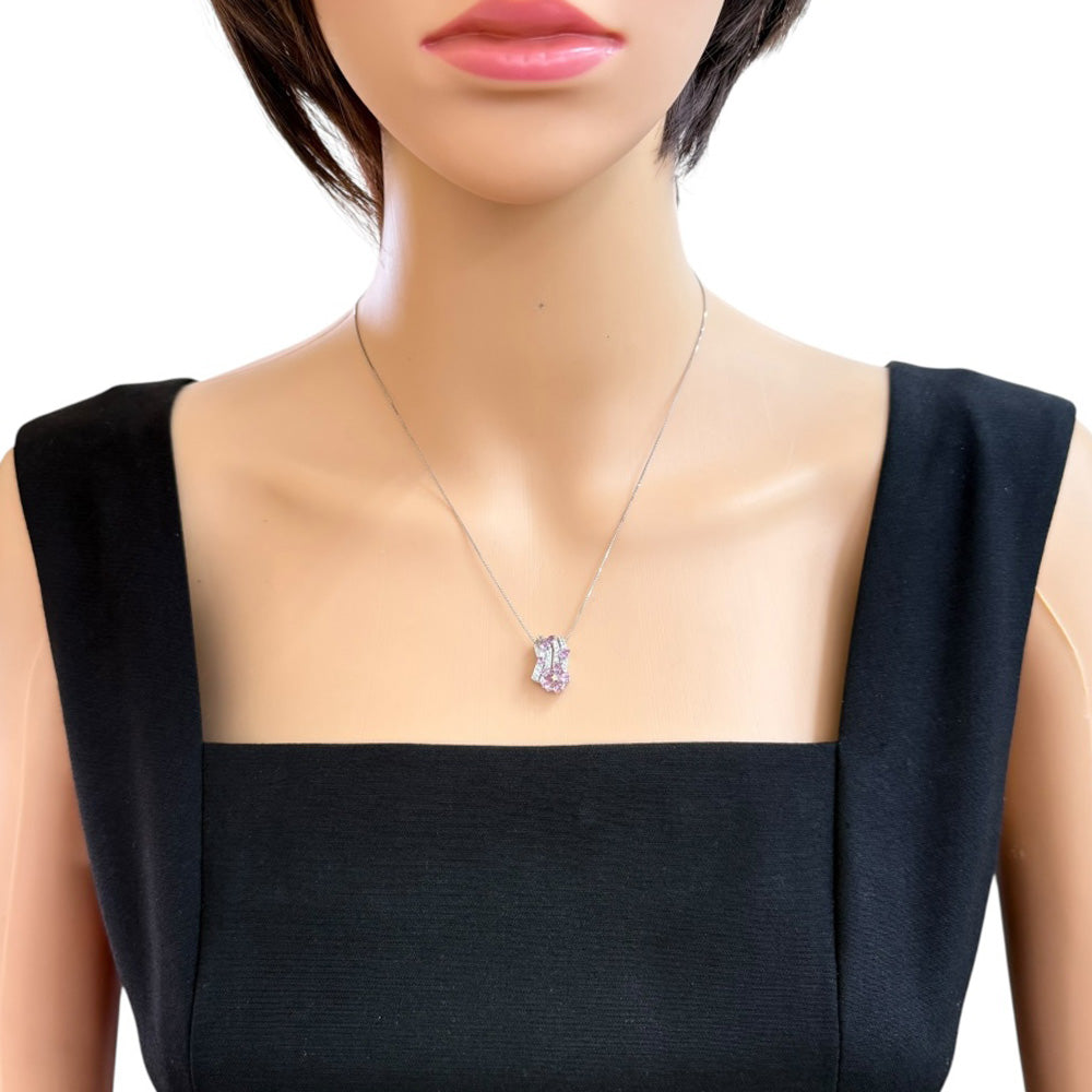 ネックレス 18金 K18ホワイトゴールド ピンクサファイア レディース