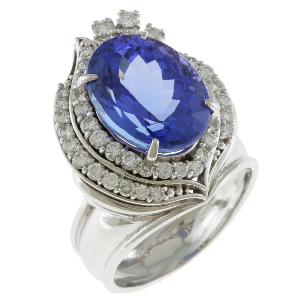 中古 Pt900 リング 指輪 タンザナイト8.882CT ダイヤモンド0.85CT 鑑別