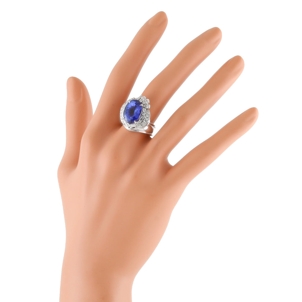 中古 Pt900 リング 指輪 タンザナイト8.882CT ダイヤモンド0.85CT 鑑別