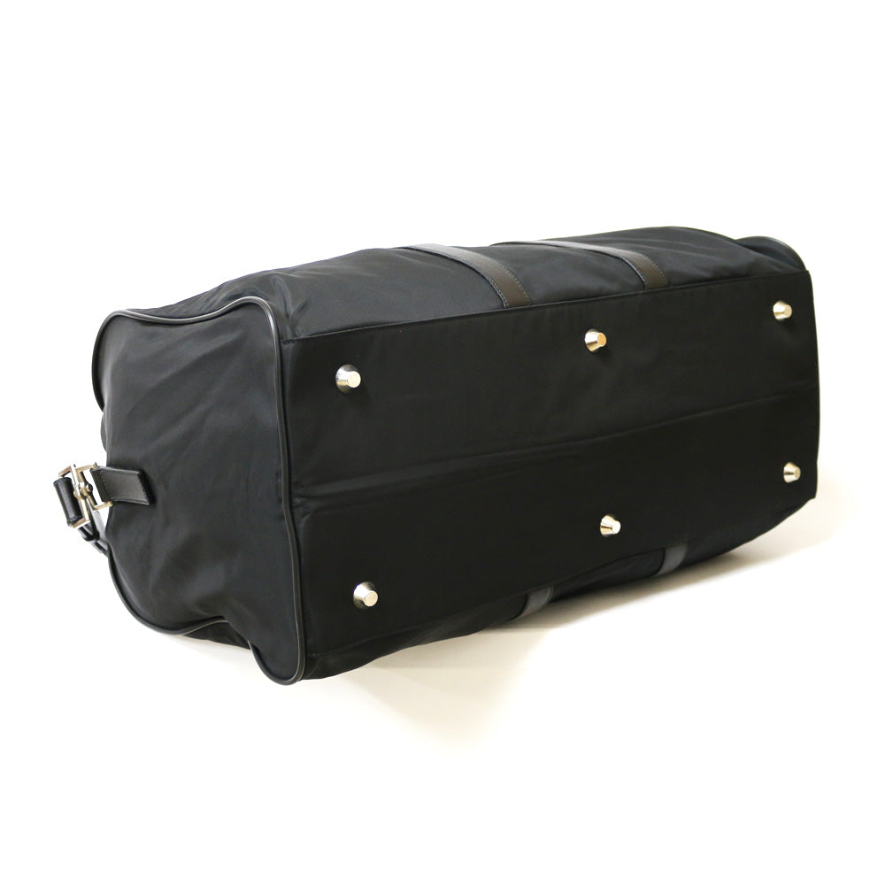 Used] PRADA Nyron Boston bag, 2way, nylon, leather, black, unisex