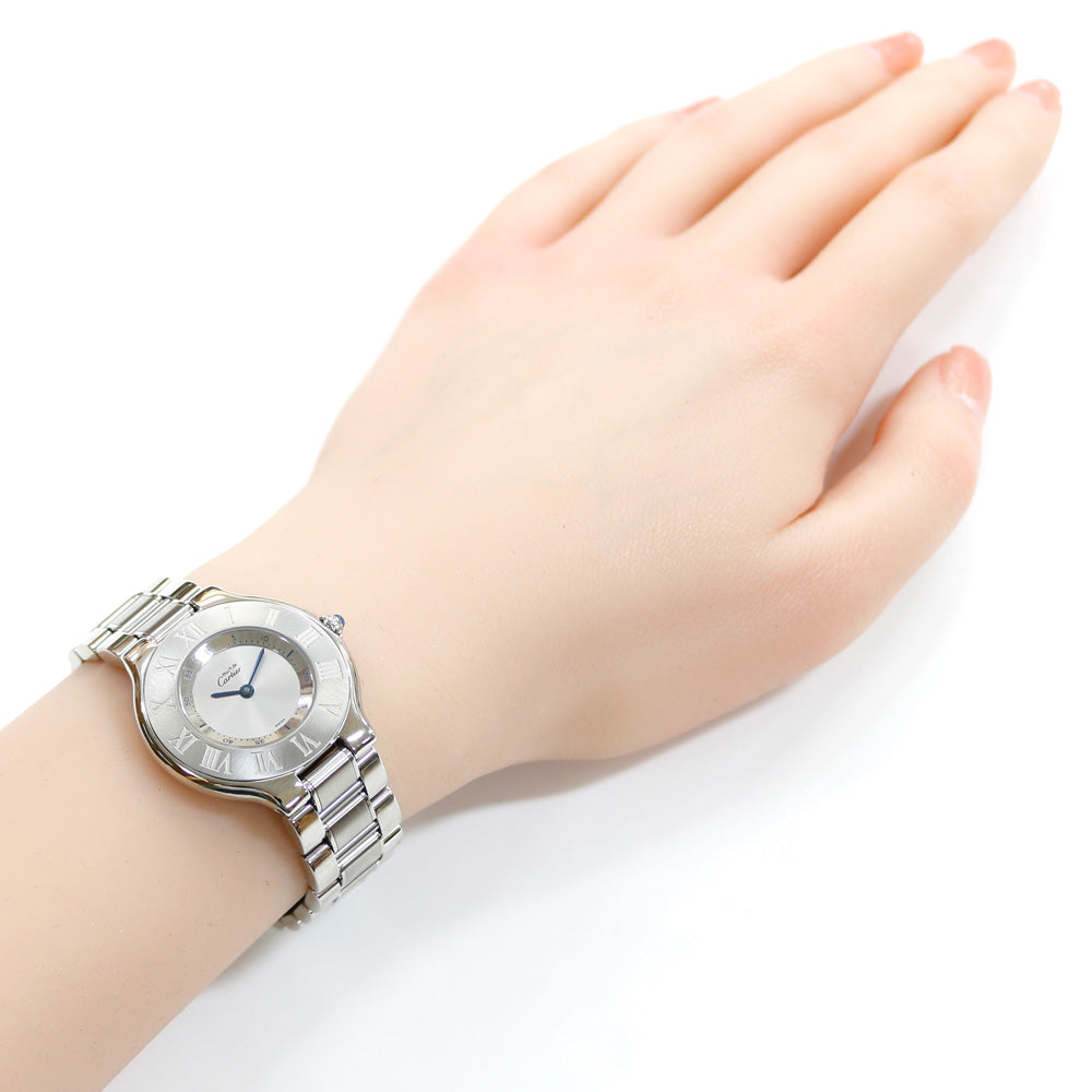 CARTIER Must 21 Watch Stainless Steel 1330 Quartz Unisex 1 Year