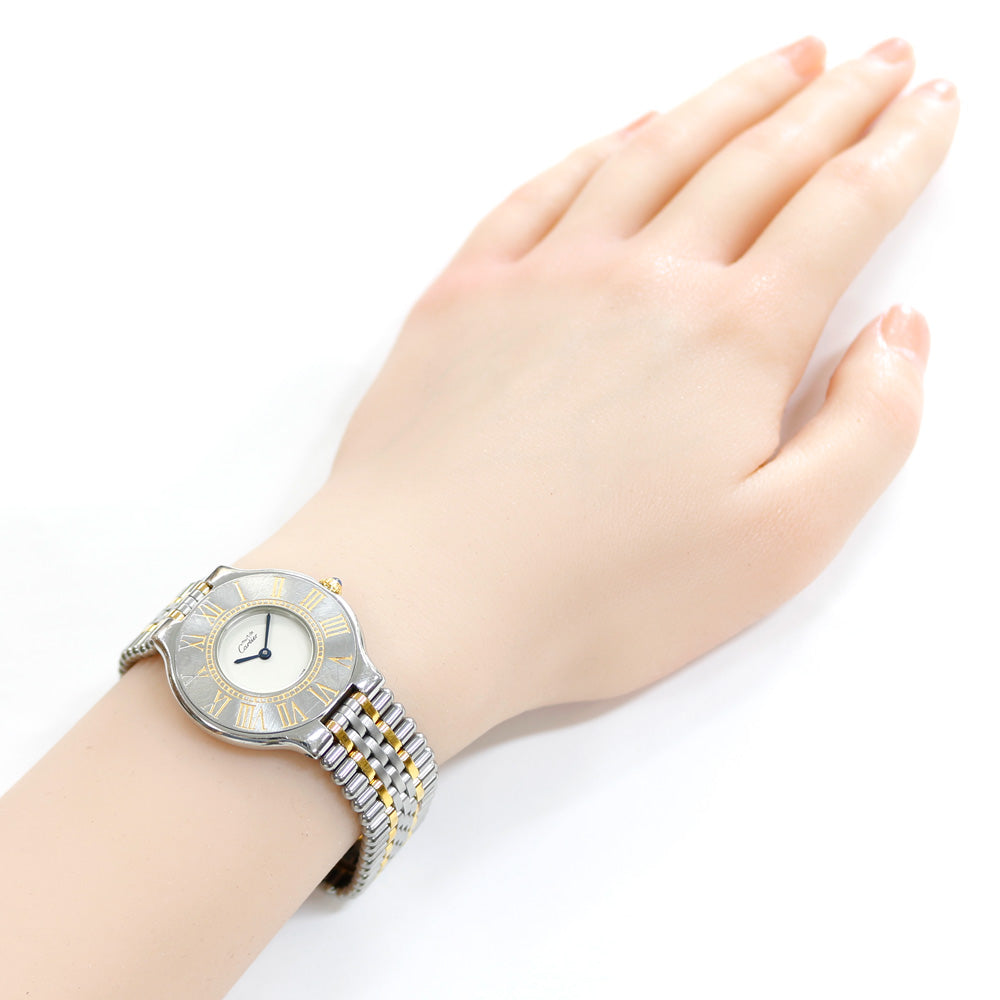 CARTIER Must 21 Watch Stainless Steel 123 000P Quartz Ladies