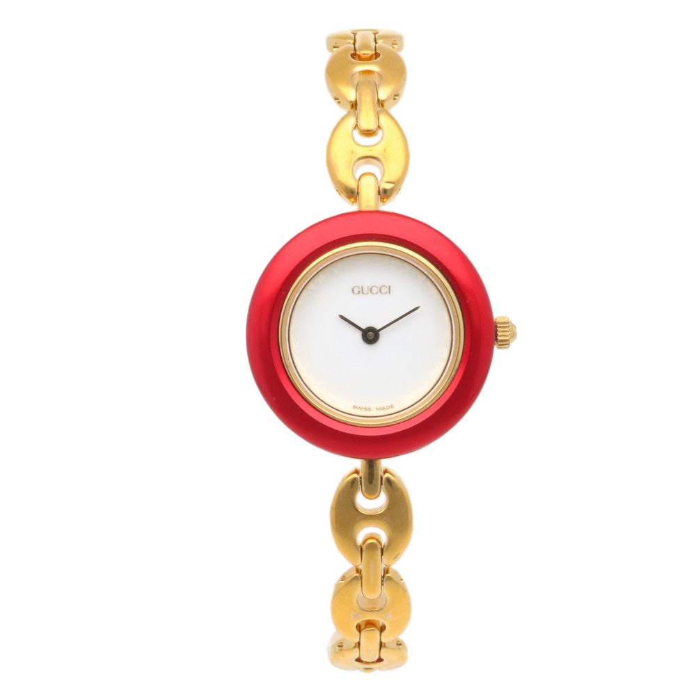 GUCCI 時計　美品 GUCCI グッチ レディース腕時計 チェンジベルト QZ GP レザー ゴールド