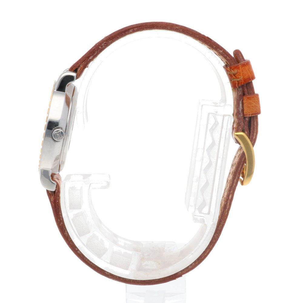 HERMES 置時計 シルバー メタル レザー　時計 HERMES エルメス ケリー ウォッチ 腕時計 シルバー SV925 レザー