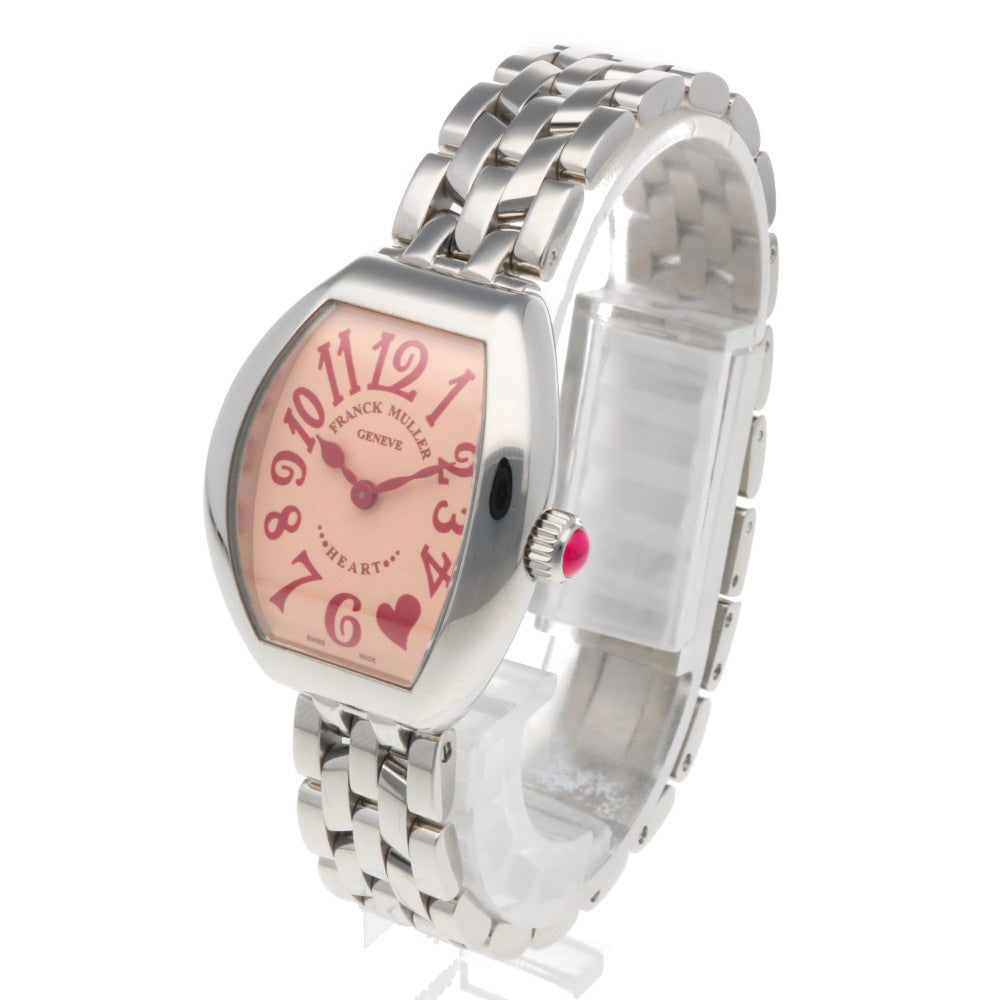 ダブルハート♡♡ 　ピンクフォッシルコーラル×エチオピアンオパール FRANCK MULLER フランクミュラー ハートトゥハート 腕時計 ステンレス