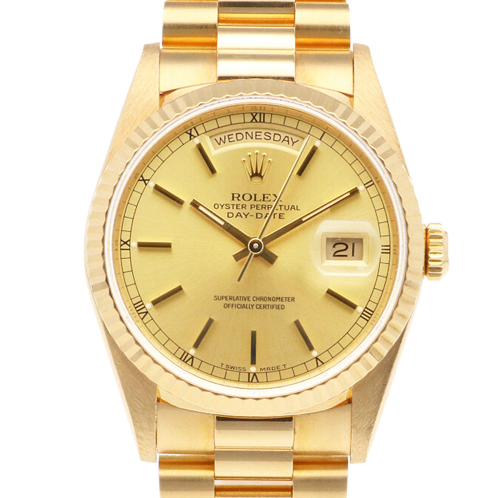ロレックスROLEXステンレス/18k金自動巻き メンズ 美品 ロレックス デイデイト オイスターパーペチュアル 腕時計 18金 K18