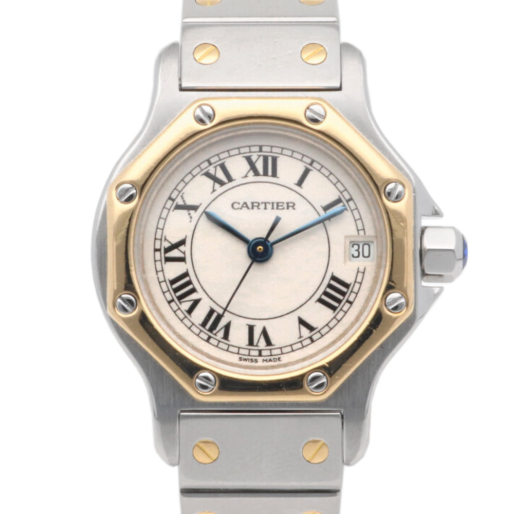 CARTIER Santos Octagon Watch Stainless Steel 187903 Quartz Ladies
