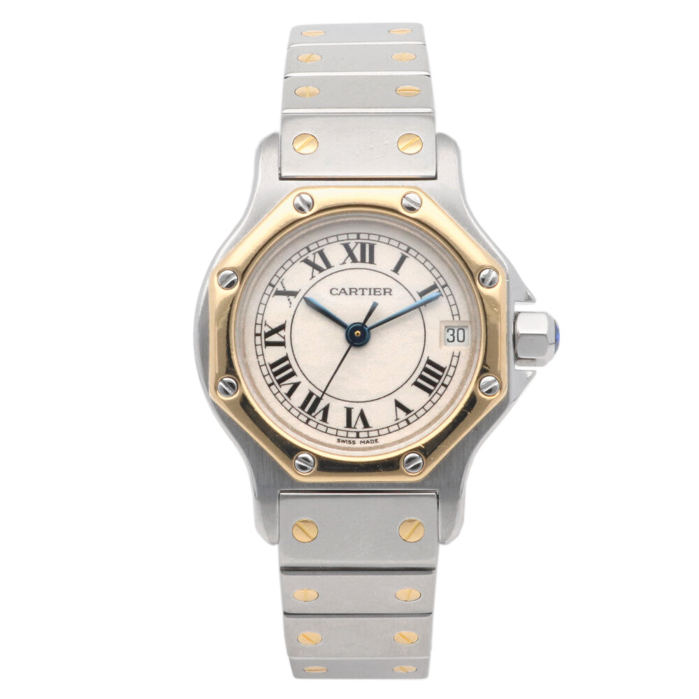 CARTIER Santos Octagon Watch Stainless Steel 187903 Quartz Ladies
